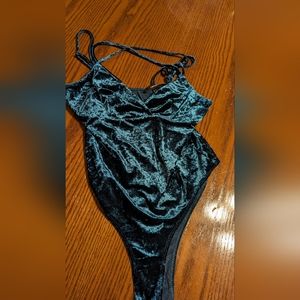 Teal velvet bodysuit - Forever 21